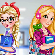 Elsa and Rapunzel College Girls